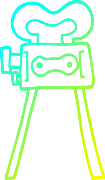 Bir insan tarafından çizilmiş bir çizgi film kamerasının soğuk gradyan çizimi