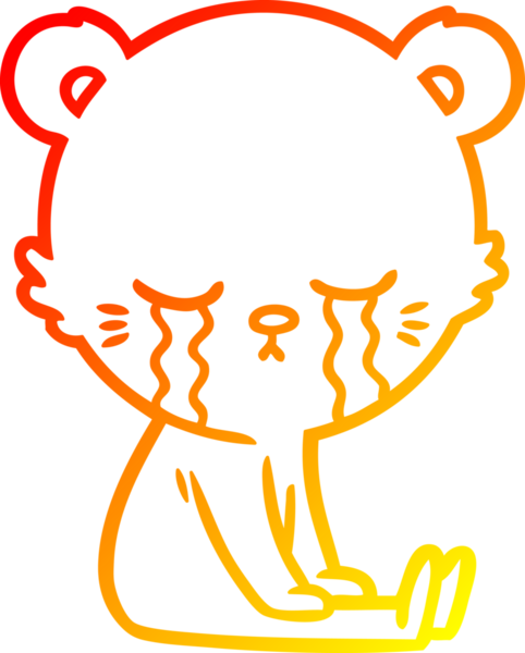 Bir insan tarafından çizilen ağlayan çizgi film ayısının sıcak çizgi çizgisi.