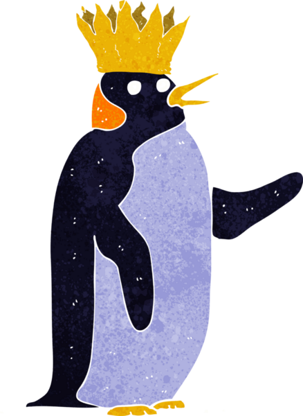 Karikatür imparatoru penguen bir insan tarafından çiziliyor.