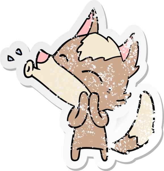 Bir insan tarafından çizilmiş uluyan kurt çizgi filminin sıkıntılı çıkartması.