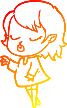 Bir insan tarafından çizilmiş sevimli bir vampir kız çizgi çizimi.