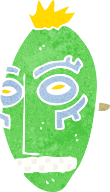 Bir insan tarafından çizilmiş kabile maskesi.