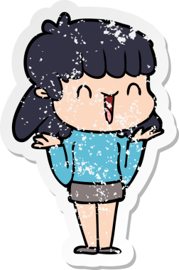 Bir insan tarafından çizilmiş karikatür bir kadının sıkıntılı çıkartması.