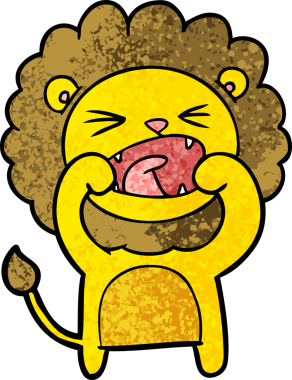 Bir insan tarafından çizilmiş çizgi film aslanı.