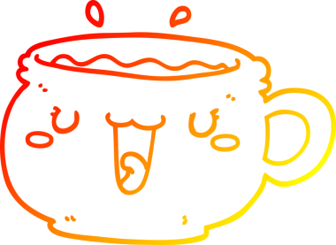 Bir insan tarafından çizilmiş bir kahve fincanının sıcak çizgi çizimi.