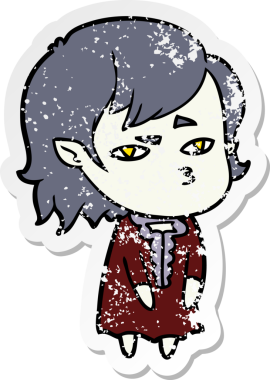 Bir insan tarafından çizilmiş vampir bir kızın sıkıntılı çıkartması.