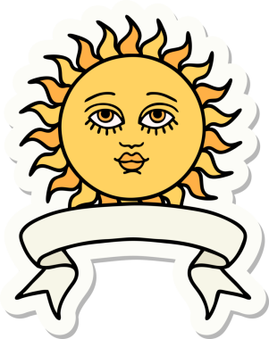 Bir insan tarafından çizilmiş güneş pankartıyla dövme stili.