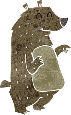 Bir insan tarafından çizilmiş çizgi film ayısı.