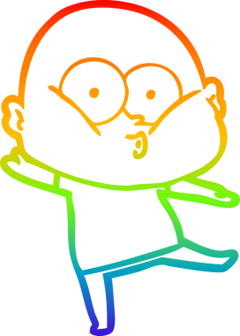 Gökkuşağı gradyan çizgi çizimi bir insan tarafından çizilmiş kel bir adamın çizimi