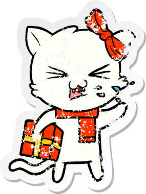 Bir insan tarafından çizilmiş karikatür bir kedinin sıkıntılı çıkartması.