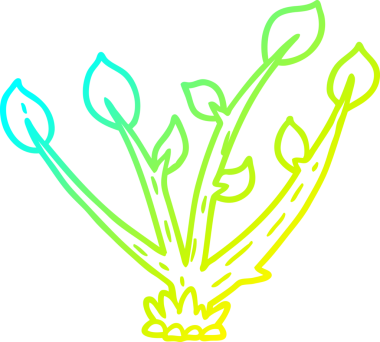 Bir insan tarafından çizilmiş bir karikatür filizlenme bitkisinin soğuk gradyan çizimi