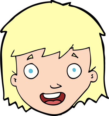 Bir insan tarafından çizilmiş mutlu kadın yüzü.