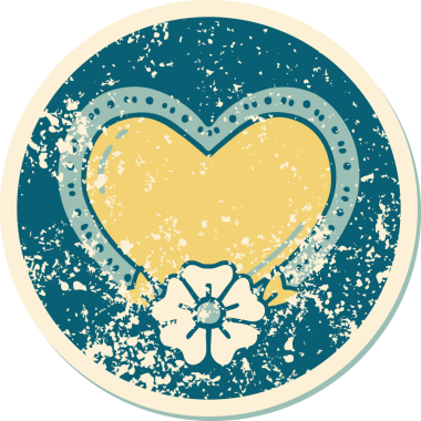 Bir insan tarafından çizilmiş kalp ve çiçeğin sembolik dövmesi.