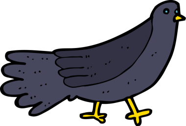 Bir insan tarafından çizilmiş çizgi film kuşu.