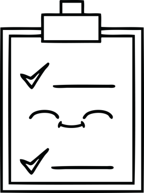 Bir insan tarafından çizilmiş bir kontrol listesinin çizgi çizimi