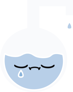 Bir insan tarafından çizilmiş bir bilim deneyinin düz renkli retro karikatürü