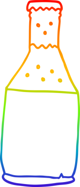 gökkuşağı gradyan çizgi çizimi bir insan tarafından çizilmiş bira şişesi