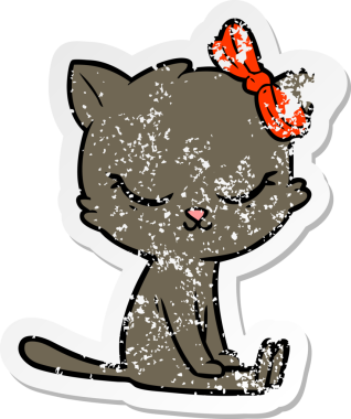 Bir insan tarafından çizilmiş şirin bir çizgi film kedisinin sıkıntılı çıkartması.