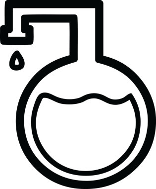 Bir insan tarafından çizilmiş kimyasal şişe simgesi