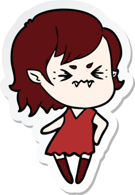 Bir insan tarafından çizilmiş kızgın bir vampir kızın çıkartması.