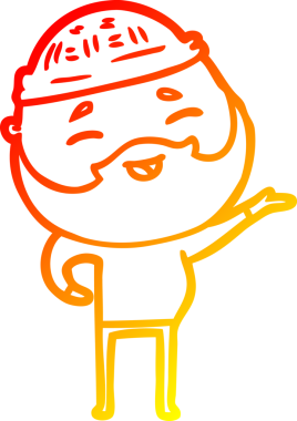 Bir insan tarafından çizilmiş mutlu sakallı bir adamın çizgi çizimi.