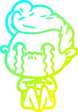 Bir insan tarafından çizilmiş ağlayan bir çizgi film karakteri çizimi.