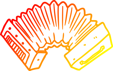 Bir insan tarafından çizilen karikatür akordeonunun sıcak gradyan çizimi