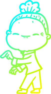 Bir insan tarafından çizilmiş barışçıl, yaşlı bir kadının soğuk çizgi çizimi.