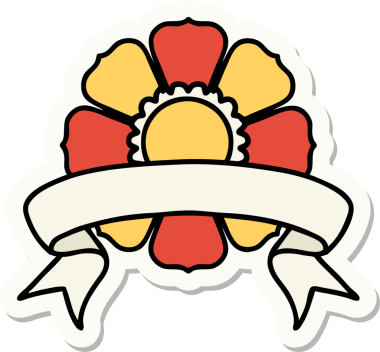 Bir insan tarafından çizilmiş çiçek pankartıyla dövme stili