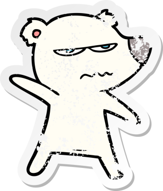 Kızgın ayı kutup karikatürünün sıkıntılı çıkartması bir insan tarafından çizilmiş.