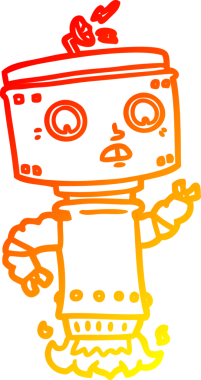 Bir insan tarafından çizilen çizgi film robotunun sıcak çizgi çizimi