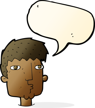 Bir insan tarafından çizilmiş konuşma baloncuğu olan meraklı bir adam.