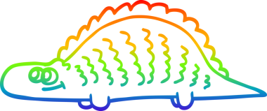 Bir insan tarafından çizilmiş tarih öncesi bir dinozorun gökkuşağı gradyan çizimi