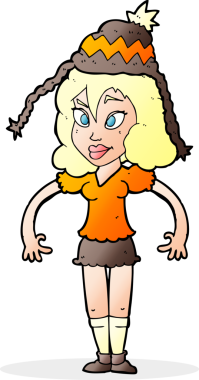 Bir insan tarafından çizilmiş şapkalı bir kadın.