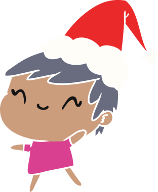 Bir insan tarafından çizilmiş Kawai kızının el çizimi Noel karikatürü.