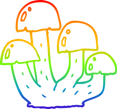 gökkuşağı gradyan çizgi çizimi bir insan tarafından çizilmiş mantar karikatürü