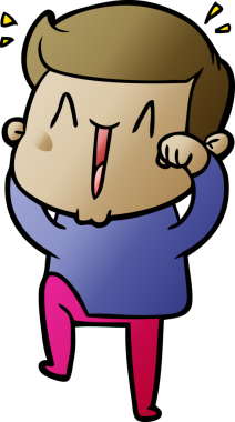 Bir insan tarafından çizilmiş heyecanlı bir çizgi film.