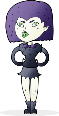 Bir insan tarafından çizilmiş vampir kız çizgi filmi.