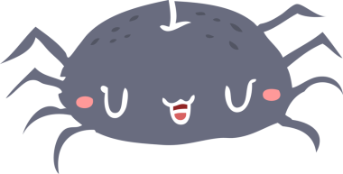 Bir insan tarafından çizilmiş düz renkli çizgi film örümceği