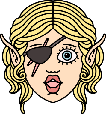 Retro Dövme Tarzı Elf düzenbaz karakter yüzü Bir insan tarafından çizildi