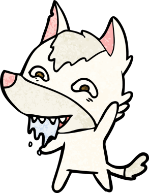 Bir insan tarafından çizilmiş aç kurt çizgi filmi.