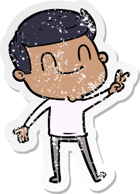 Bir insan tarafından çizilmiş, karikatür dostu bir adamın sıkıntılı çıkartması.