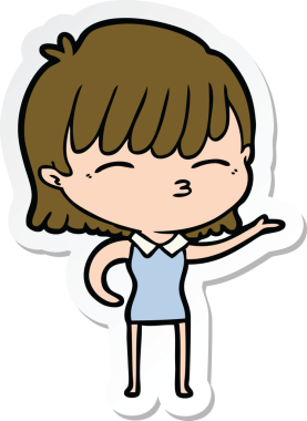 Bir insan tarafından çizilmiş bir karikatür kadının çıkartması.