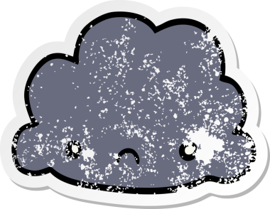 Bir insan tarafından çizilmiş karikatür bulutunun sıkıntılı çıkartması.