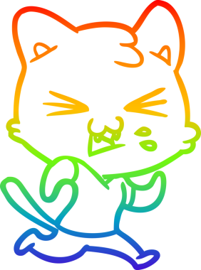 Gökkuşağı gradyan çizgi çizimi Bir insan tarafından çizilmiş bir çizgi kedi tıslama