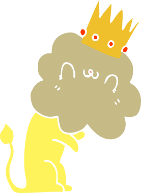 Düz renkli çizgi film aslanı, bir insan tarafından çizilmiş.