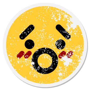 Bir insan tarafından çizilmiş şok olmuş yüz dairesel etiketi.