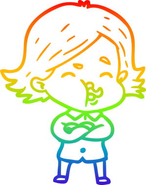 Gökkuşağı gradyan çizgi çizimi Bir insan tarafından çizilen bir kız karikatürü