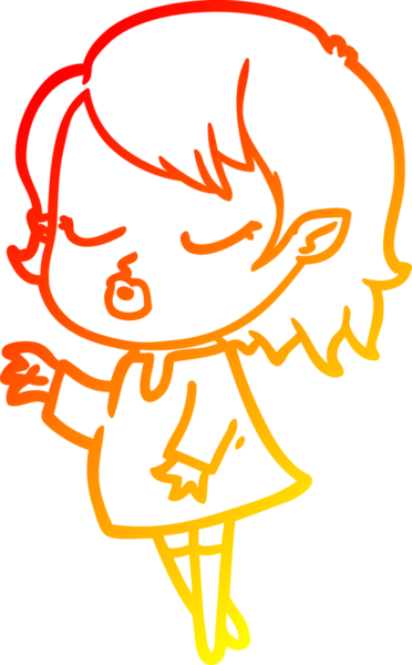 Bir insan tarafından çizilmiş sevimli bir vampir kız çizgi çizimi.