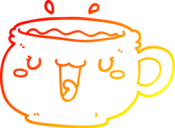 Bir insan tarafından çizilmiş bir kahve fincanının sıcak çizgi çizimi.